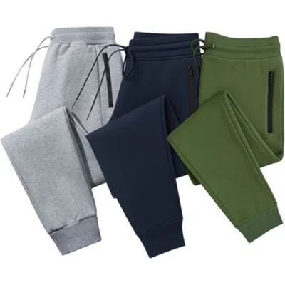 Benben 3 Pack Mens Ultra Soft Zipper Pocketfleece Joggers In Multi