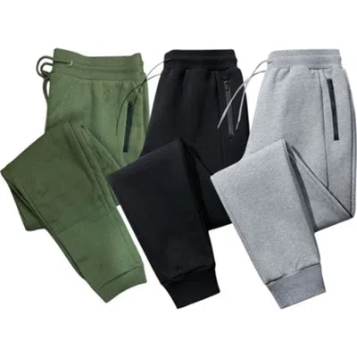 Benben 3 Pack Mens Ultra Soft Zipper Pocketfleece Joggers In Multi