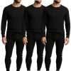 Benben 3 Pack Waffle Knit Thermal Loungewear Set In Black
