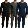 Benben 3 Pack Waffle Knit Thermal Loungewear Set In Blue