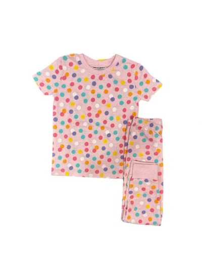 Benben Babies'  Girl's Shortsleeve Pajama Set In Pink Dots