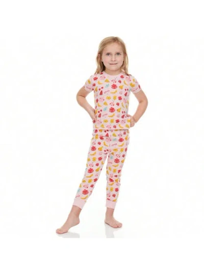 Benben Babies'  Girl's Shortsleeve Pajama Set In Pink Fruit