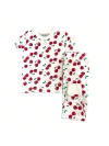 Benben Babies'  Girl's Shortsleeve Pajama Set In White/red