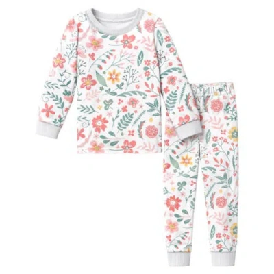 Benben Kids'  Girls Long Sleeve Pajamas Set In White