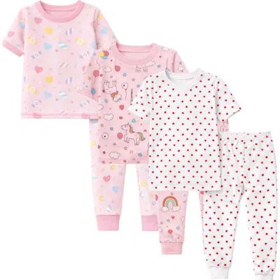 Benben Kids 3 Pack Pajamas Snug Fitted Short Sleeve Sleepwear Sets In Multi