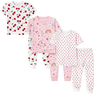 Benben Kids 3 Pack Pajamas Snug Fitted Short Sleeve Sleepwear Sets In Multi