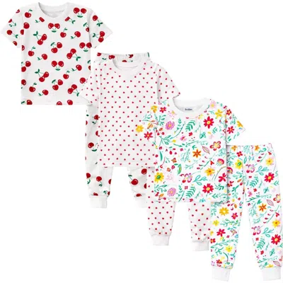 Benben Kids 3 Pack Pajamas Snug Fitted Short Sleeve Sleepwear Sets In Red