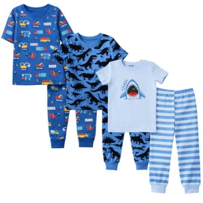 Benben Kids 3 Pack Pajamas Toddlers And Boys Snug Fitted Short Sleeve Sleepwear Sets In Blue