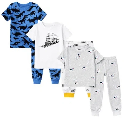 Benben Kids 3 Pack Pajamas Toddlers And Boys Snug Fitted Short Sleeve Sleepwear Sets In Gray