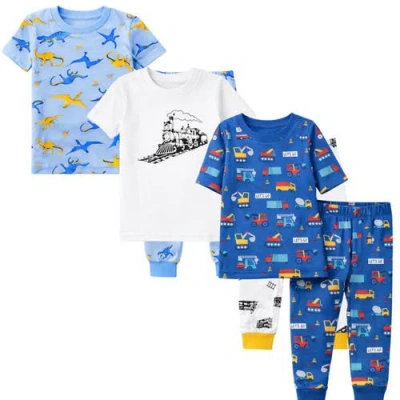 Benben Kids 3 Pack Pajamas Toddlers And Boys Snug Fitted Short Sleeve Sleepwear Sets In Transparent