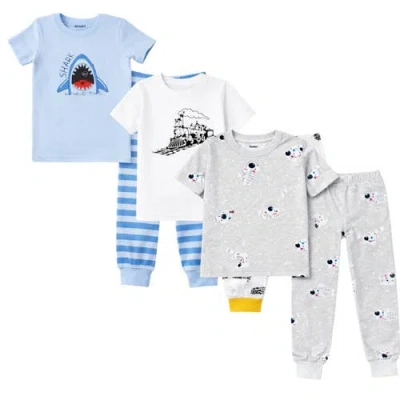 Benben Kids 3 Pack Pajamas Toddlers And Boys Snug Fitted Short Sleeve Sleepwear Sets In White