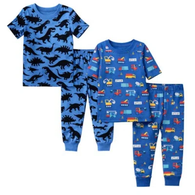 Benben Kids And Toddlers Boys 2 Pack Short Sleeve Pajama Sets Snug Fitted Ultra Soft
