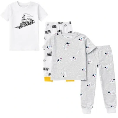 Benben Kids And Toddlers Boys 2 Pack Short Sleeve Pajama Sets Snug Fitted Ultra Soft In Gray