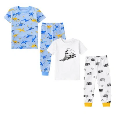 Benben Kids And Toddlers Boys 2 Pack Short Sleeve Pajama Sets Snug Fitted Ultra Soft In Multi