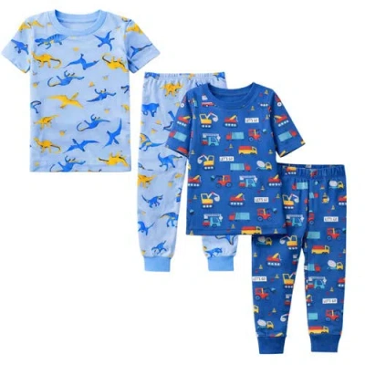Benben Kids And Toddlers Boys 2 Pack Short Sleeve Pajama Sets Snug Fitted Ultra Soft In Multi