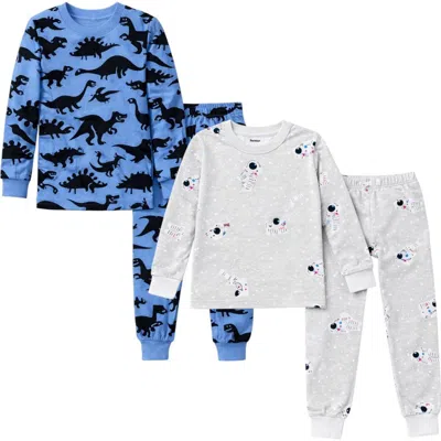 Benben Kids And Toddlers Boys Soft 2 Pack Pajama Sets Snug Fitted Ultra Soft Sleepwear Sets Long Sle In Blue