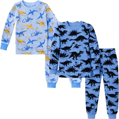 Benben Kids And Toddlers Boys Soft 2 Pack Pajama Sets Snug Fitted Ultra Soft Sleepwear Sets Long Sle In Blue