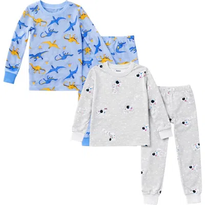 Benben Kids And Toddlers Boys Soft 2 Pack Pajama Sets Snug Fitted Ultra Soft Sleepwear Sets Long Sle In Gray