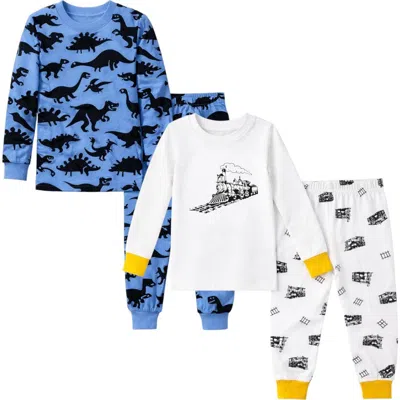 Benben Kids And Toddlers Boys Soft 2 Pack Pajama Sets Snug Fitted Ultra Soft Sleepwear Sets Long Sle In Multi