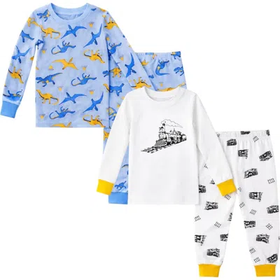 Benben Kids And Toddlers Boys Soft 2 Pack Pajama Sets Snug Fitted Ultra Soft Sleepwear Sets Long Sle In Multi