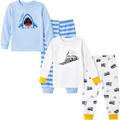 Benben Kids And Toddlers Boys Soft 2 Pack Pajama Sets Snug Fitted Ultra Soft Sleepwear Sets Long Sle In Multi