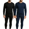 Benben Mens 2 Pack Thermal Set 4 Piece Top And Bottom Full Sets In Black