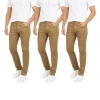 Benben Mens 3 Pack Chinos Slim Fit Stretch Pants In Brown