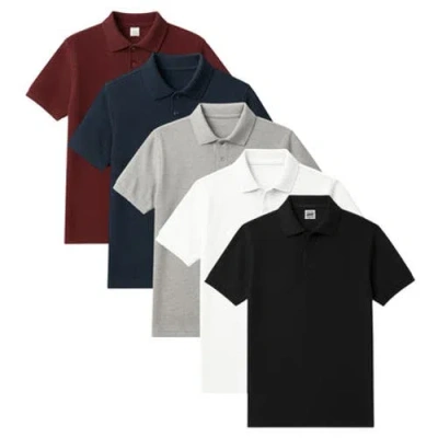 Benben Mens 5 Pack Pique Polos Short Sleeve In Multi