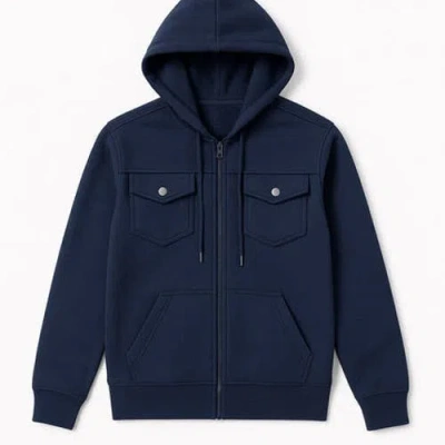 Benben Mens Heavyweight Zip Hoodie Jacket In Blue