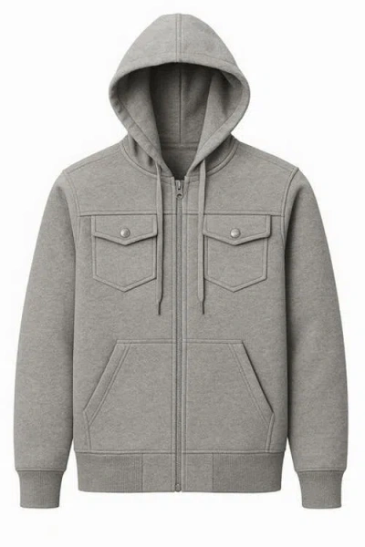 Benben Mens Heavyweight Zip Hoodie Jacket In Gray
