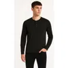Benben Mens Long Sleeve Henley Shirt In Black