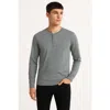 Benben Mens Long Sleeve Henley Shirt In Gray