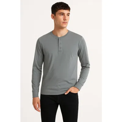 Benben Mens Long Sleeve Henley Shirt In Gray