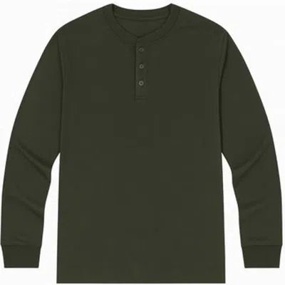 Benben Mens Long Sleeve Henley Shirt In Green