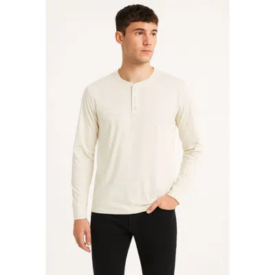 Benben Mens Long Sleeve Henley Shirt In White