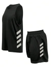Benben Mens Two Piece Full Workout Sports Set Dri Fit In Black/white