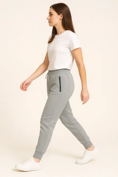 Benben Womens Ultra Soft Singe Pack Dual Zipper Jogger In Gray