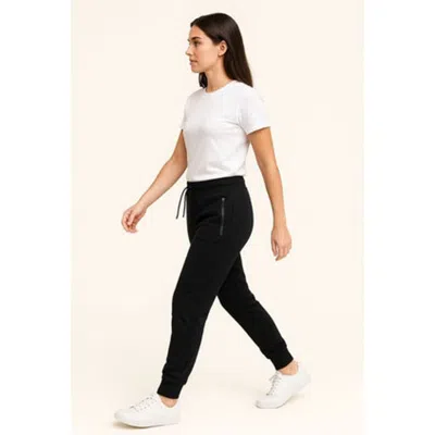Benben Womens Ultra Soft Zipper Pocket Fleece Sweatpant Jogger In Black
