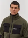 Bench Anders Double Patch Pocket Zip-up Sherpa In Green