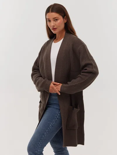 Bench Asteria Long Cardigan Sweater In Pink
