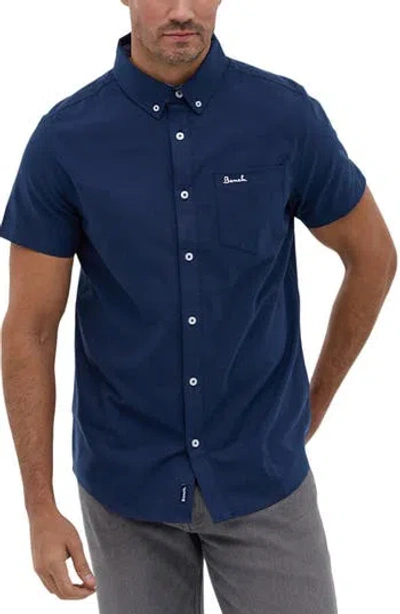 Bench . Bowdon Short Sleeve Oxford Cotton Button-up Shirt In Navy