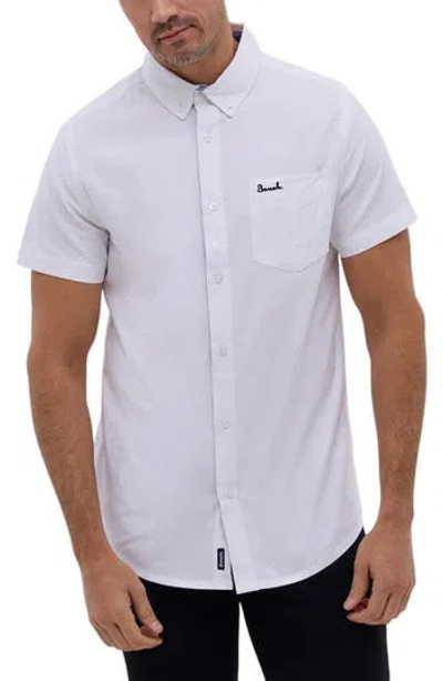 Bench . Bowdon Short Sleeve Oxford Cotton Button-up Shirt In White