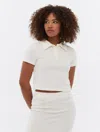 Bench Filby Terry Crop Polo T-shirt In White