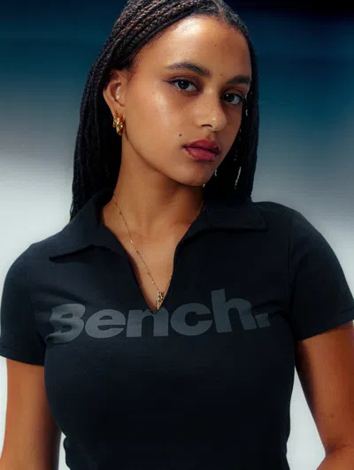Bench Hazel Heritage Collar T-shirt In Black