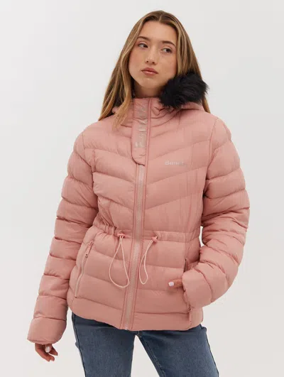 Bench Inken Hooded Puffer Jacket In Gold