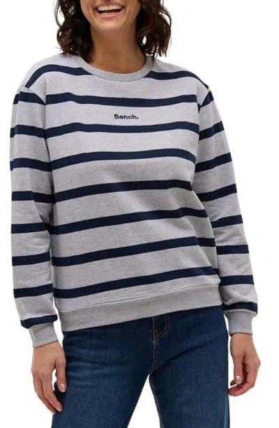 Bench . Laide Stripe Crewneck Sweatshirt In Grey Marl