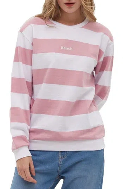 Bench . Laide Stripe Crewneck Sweatshirt In Pink