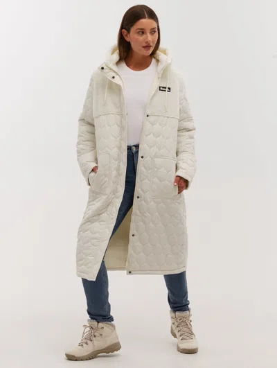 Bench Lelah Honeycomb Quilted Longline Parka In White