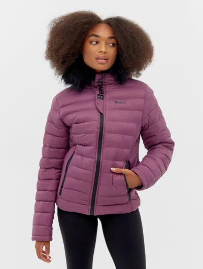Bench Ludlow Hooded Bomber Jacket In Purple