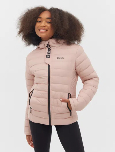 Bench Ludlow Hooded Bomber Jacket In White